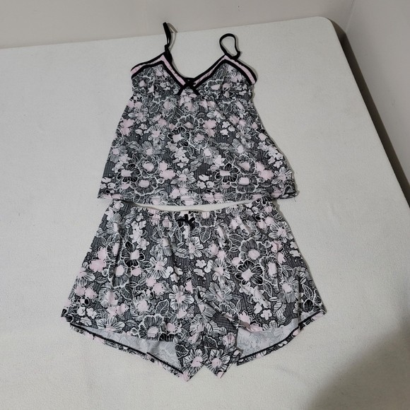 M Laura Ashley Sleep set Cami shorts floral bow - Picture 3 of 10